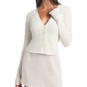 SKIMS Featherweight Cashmere Cardigan Egret